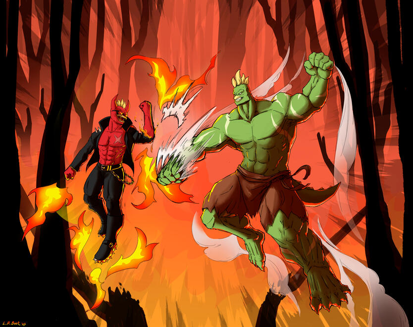 Commission - HellQwide VS MonsterQwide